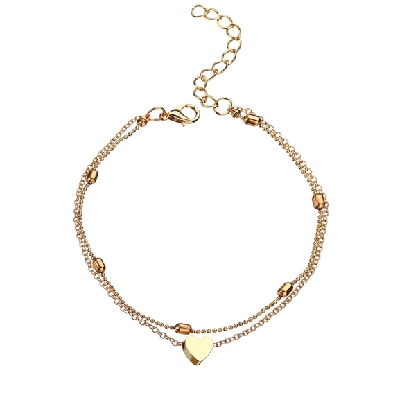 Gold or Silver Heart Tiny Beads Beaded Tier Tiered Layered Ankle Bracelet Anklet - Picture 8 of 13